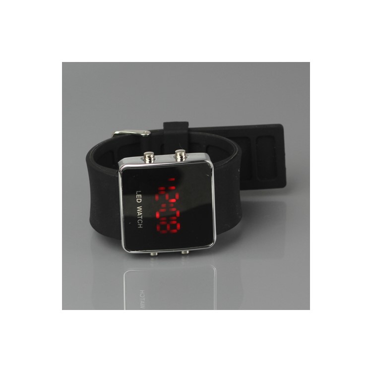 Hot Sports LED Watch with Silicone Band - Black
