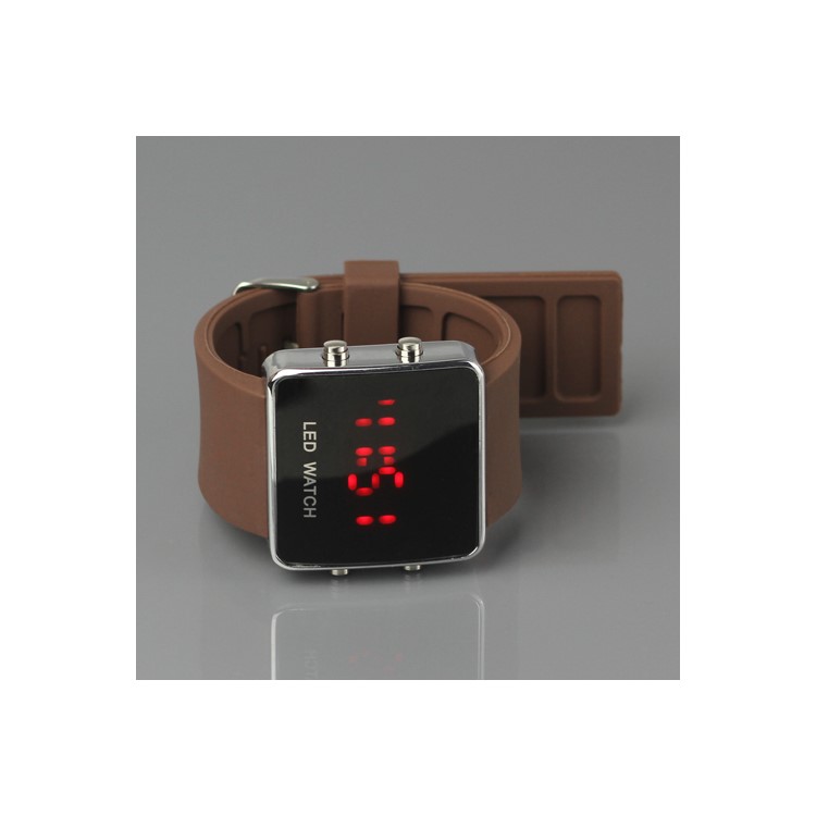 Hot Sports LED Watch with Silicone Band - Brown