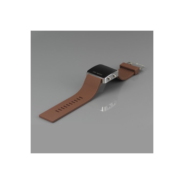 Hot Sports LED Watch with Silicone Band - Brown
