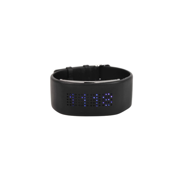 Blue 80-LED Dot Matrix Cuff Leather Band Led Wrist Watch