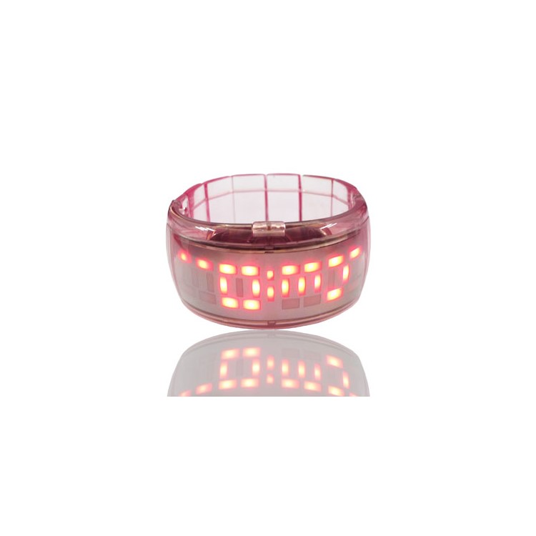 Stylish Red 28-LED Bracelet Watch -Light Pink