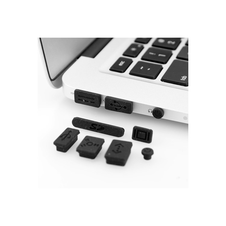 Silicone Anti-Dust Plug Cover Stopper for MacBook Pro 13 15 Air - Black