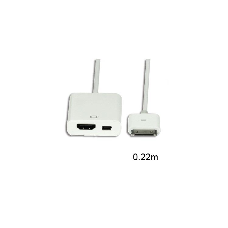 Apple 30pin to HDMI with Mini 5 Pin Digital AV Adapter Cable, Length:0.22m