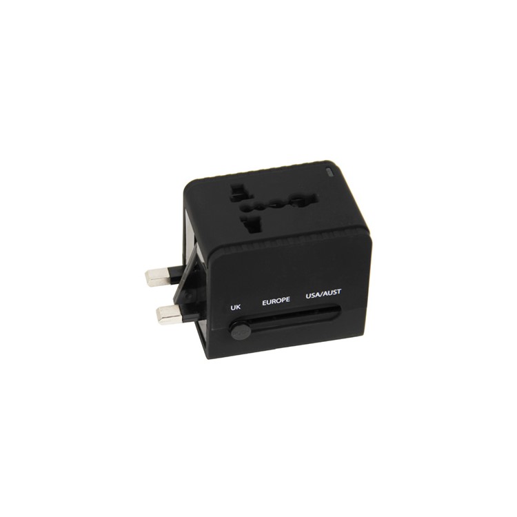 Black Universal World Travel Adaptor with USB Charger
