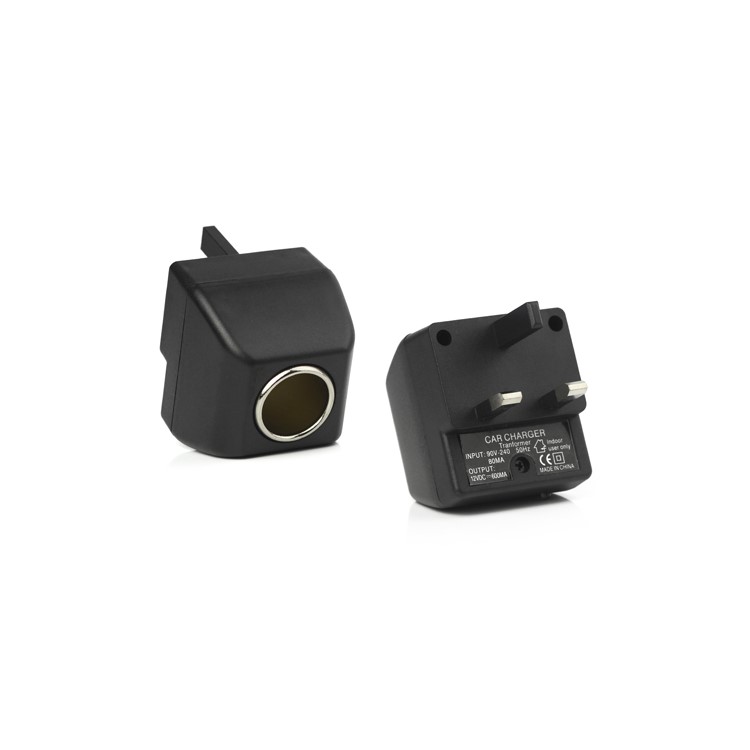 Wall Mains Charger to Car Charger Socket Switch Adapter - UK Plug