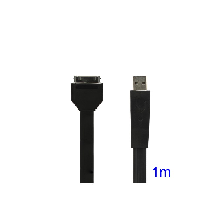Flat USB Sync Data Charging Cable for iPhone iPad iPod - Black