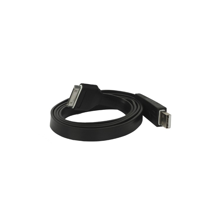Flat USB Sync Data Charging Cable for iPhone iPad iPod - Black