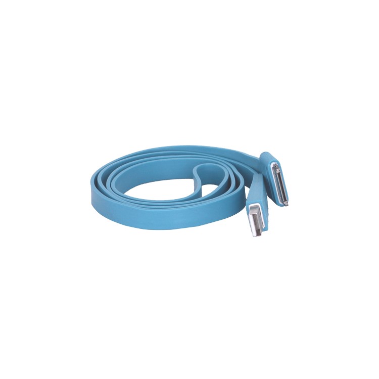 Flat USB Sync Data Charging Noodle Cable for iPhone iPad iPod - Baby Blue
