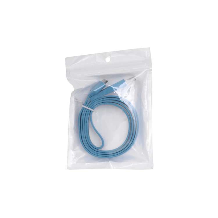 Flat USB Sync Data Charging Noodle Cable for iPhone iPad iPod - Baby Blue