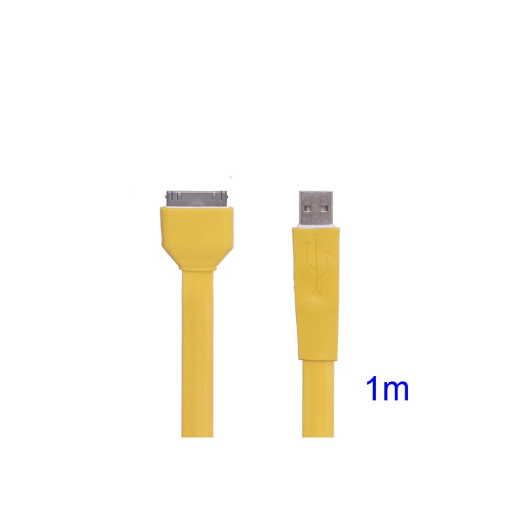 Flat USB Sync Data Charging Cable for iPhone iPad iPod - Yellow