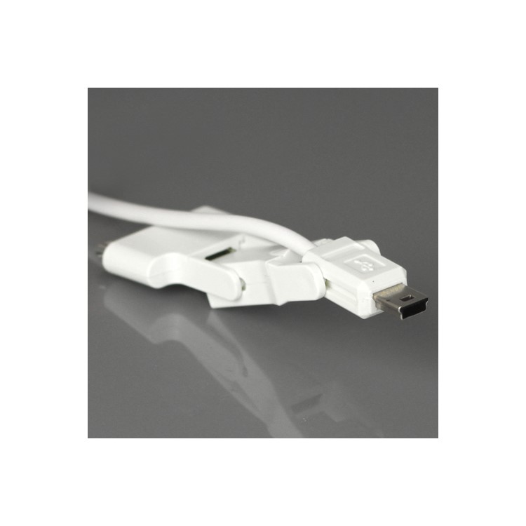 3 in 1 Retractable Mini Micro USB Sync Data Charger Cable for iPad 2 The New iPad iPhone 4S - White