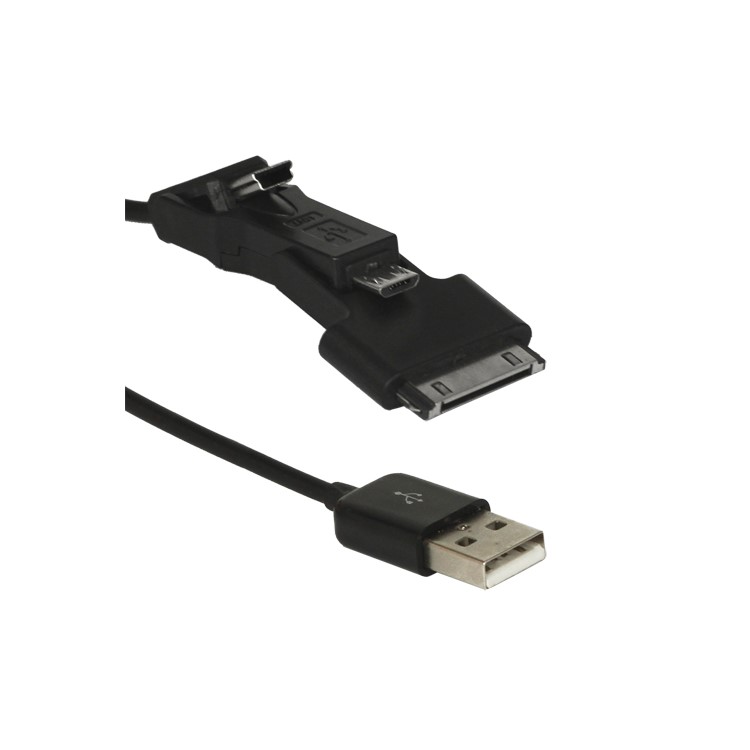 3 in 1 Retractable Mini Micro USB Sync Data Charger Cable for iPad 2 The New iPad iPhone 4S - Black