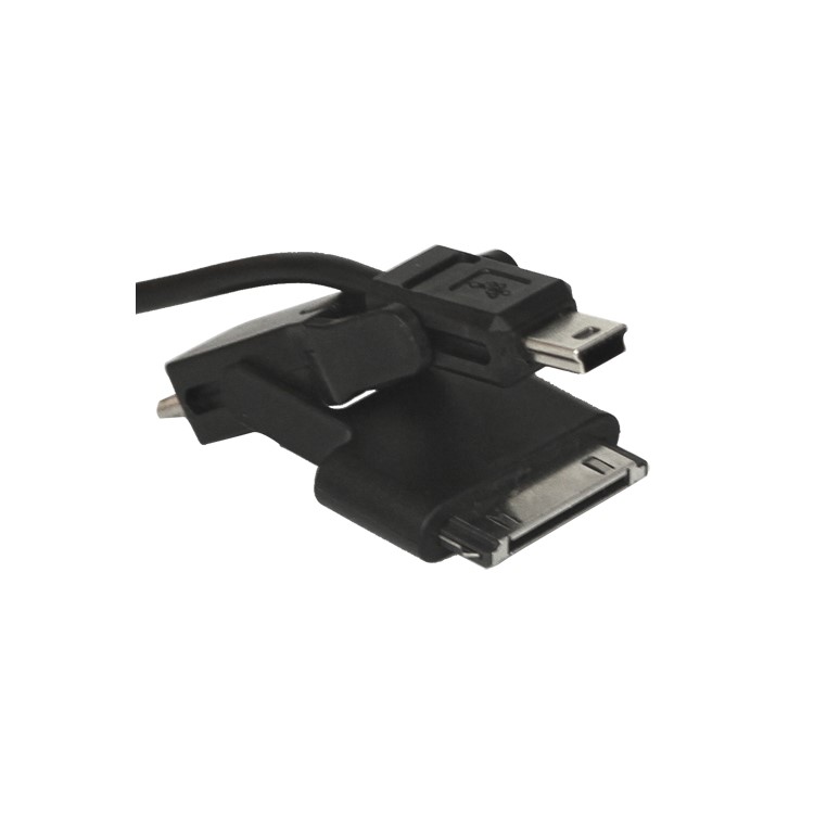 3 in 1 Retractable Mini Micro USB Sync Data Charger Cable for iPad 2 The New iPad iPhone 4S - Black