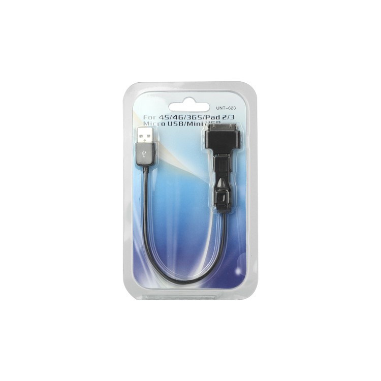 3 in 1 Retractable Mini Micro USB Sync Data Charger Cable for iPad 2 The New iPad iPhone 4S - Black