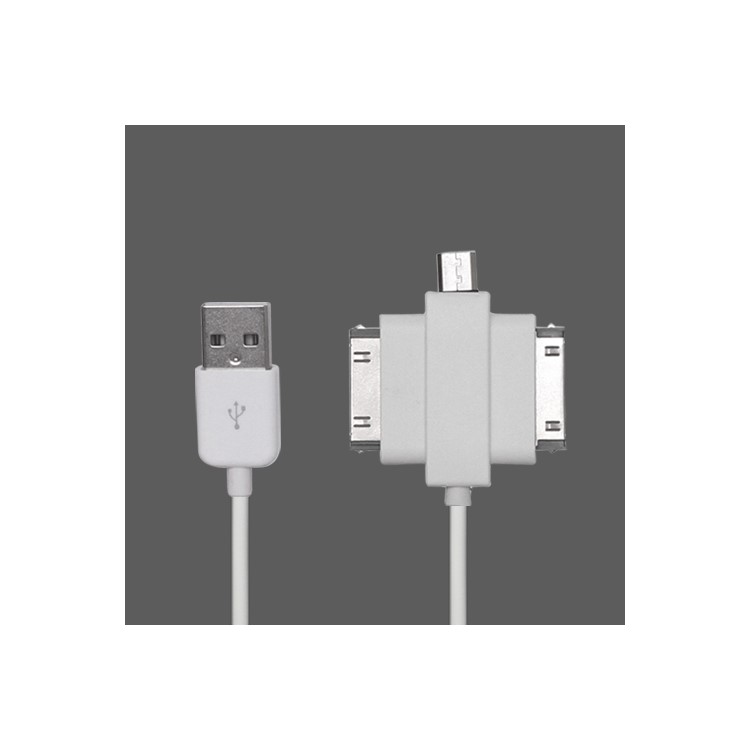 3 in 1 iPad iPhone Samsung Galaxy Tab Data Sync  Charging Cable (MicroUSB + Apple 30-pin + Samsung 30-pin)