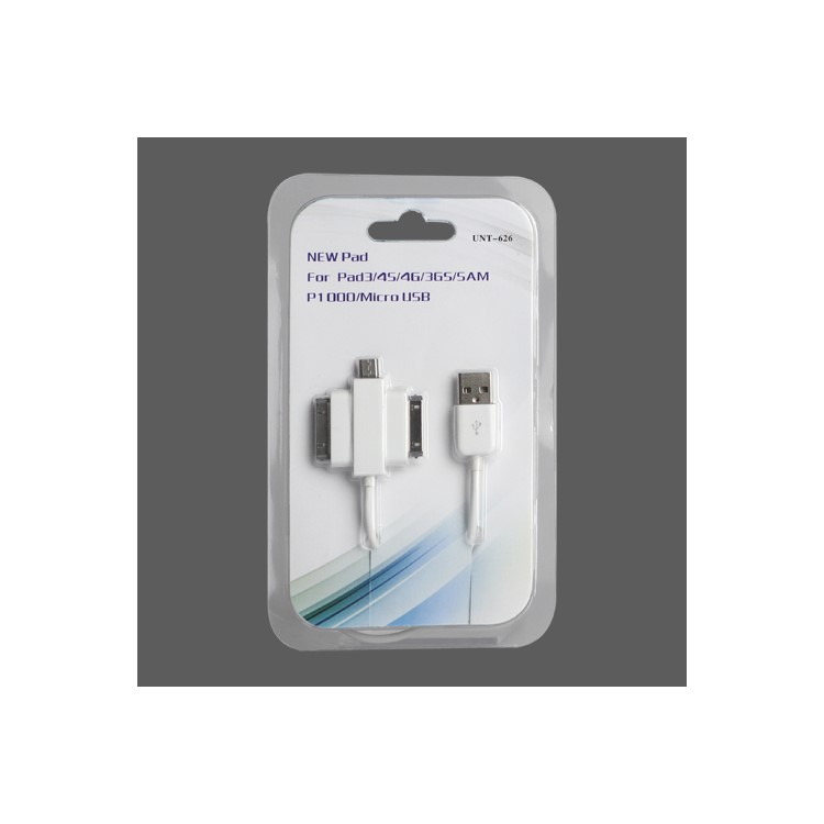 3 in 1 iPad iPhone Samsung Galaxy Tab Data Sync  Charging Cable (MicroUSB + Apple 30-pin + Samsung 30-pin)