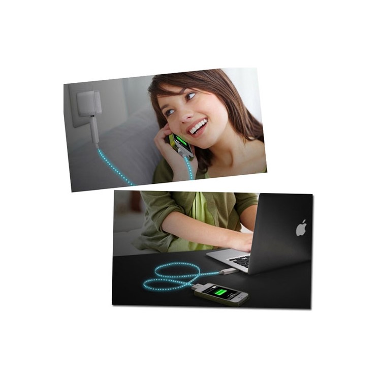 Flashing USB Sync Data Charging Cable for New iPad iPhone - White