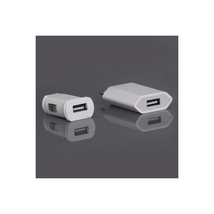 Travel Charger + Car Charger + 3 in 1 USB Cable for iPhone Samsung HTC ect - EU Plug
