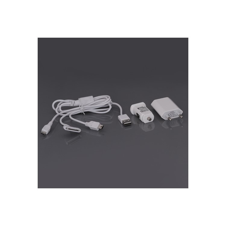 Travel Charger + Car Charger + 3 in 1 USB Cable for iPhone Samsung HTC ect - EU Plug