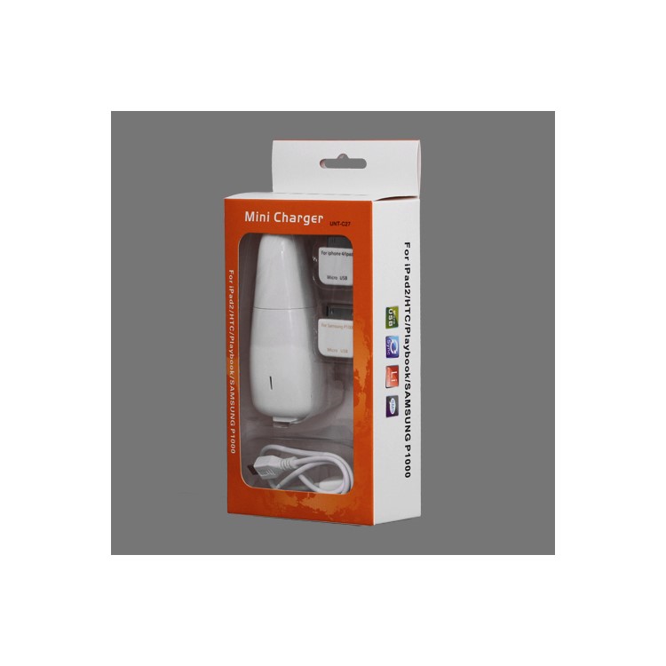 2 in 1 USB Travel Charger + Car Charger for New iPad / iPad 2 and Samsung Galaxy Tab - White
