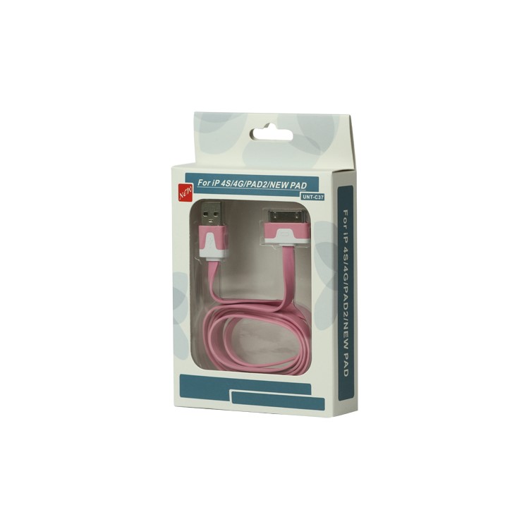 Colorful Dock Connector to USB Noodle Cable for iPhone 4S 4 3GS 3G New iPad iPod Touch 4 - Pink
