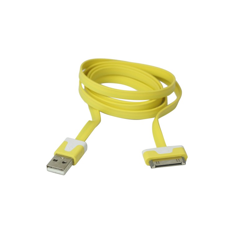 Colorful Dock Connector to USB Noodle Cable for iPhone 4S 4 3GS 3G New iPad iPod Touch 4 - Yellow