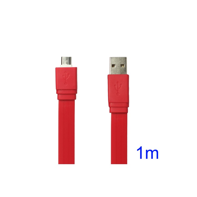 Flat MicroUSB Data Sync Charge Cable for Samsung HTC Sony Nokia etc - Red