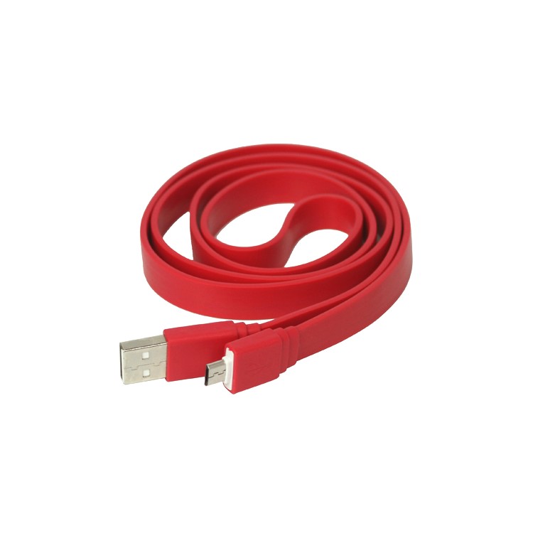 Flat MicroUSB Data Sync Charge Cable for Samsung HTC Sony Nokia etc - Red