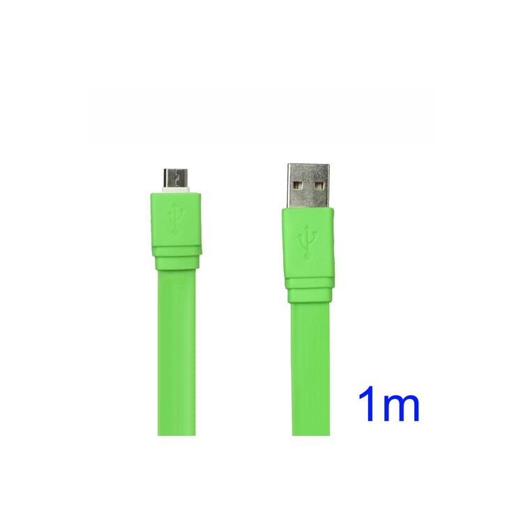 Flat MicroUSB Data Sync Charging Cable for Samsung HTC Sony Nokia etc - Green