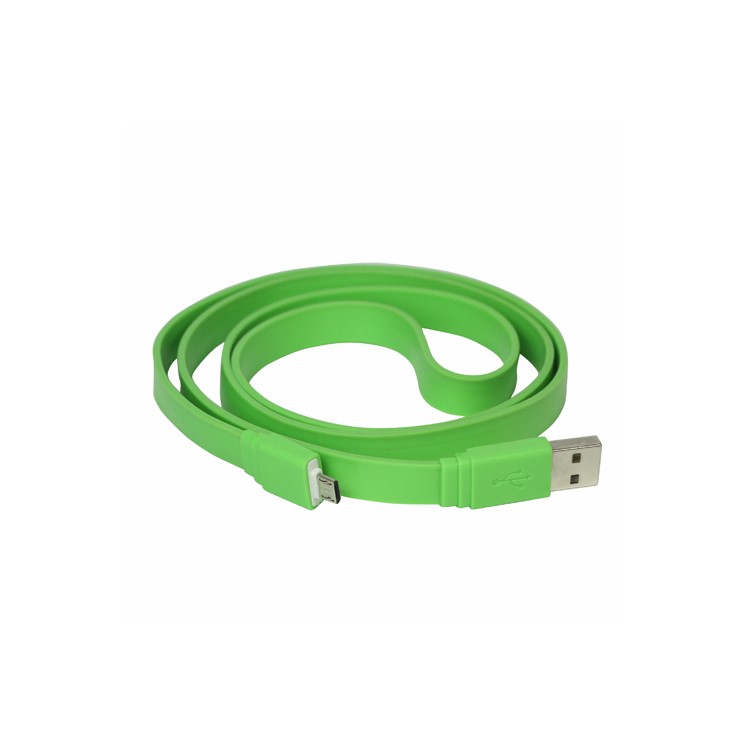 Flat MicroUSB Data Sync Charging Cable for Samsung HTC Sony Nokia etc - Green