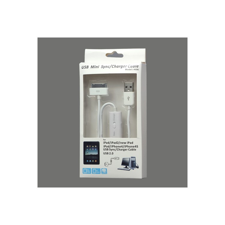 USB Data Sync Charger Cable with Conversion Switch for iPad iPhone iPod