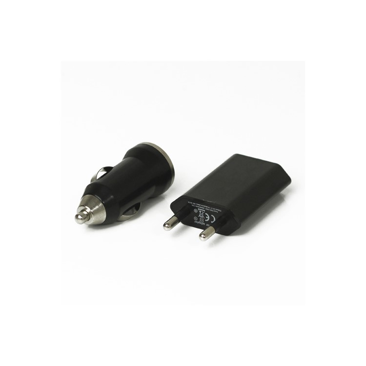 3 in 1 Black Travel Car Charger and Apple USB Cable Crystal Box Packing - EU Plug