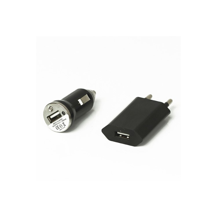 3 in 1 Black Travel Car Charger and Apple USB Cable Crystal Box Packing - EU Plug