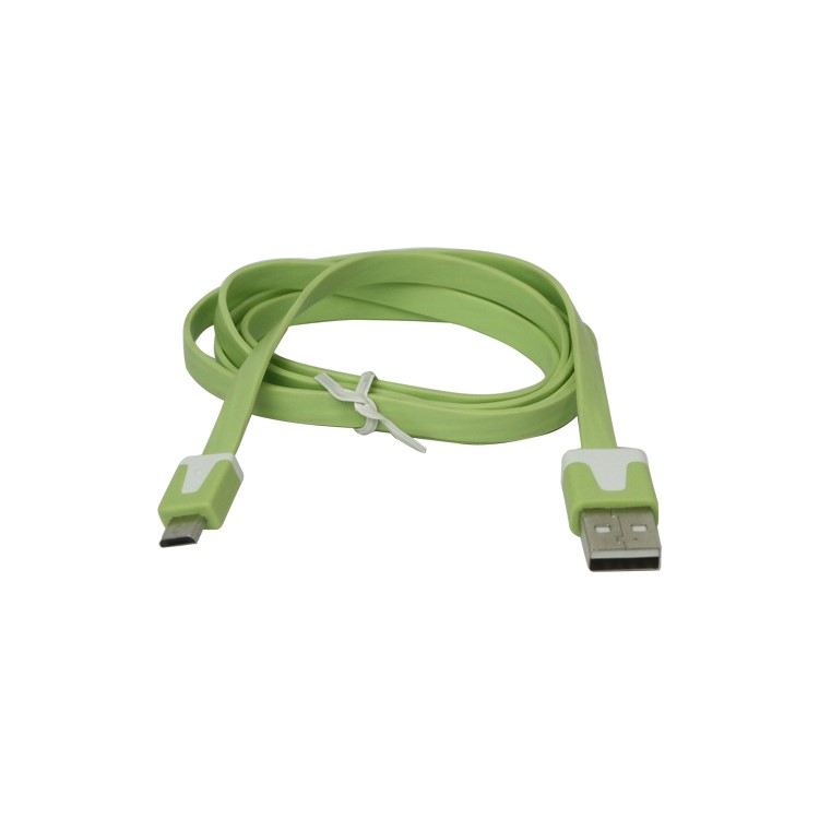 Noodle Micro USB Data Sync Charge Cable for Samsung HTC Sony Nokia LG Blackberry Motorola etc - White / Green