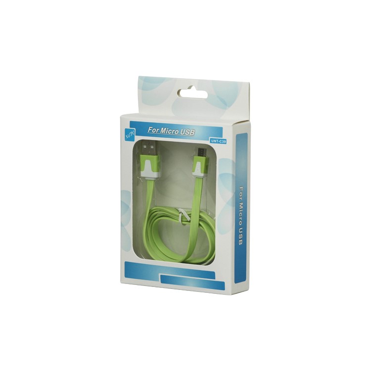 Noodle Micro USB Data Sync Charge Cable for Samsung HTC Sony Nokia LG Blackberry Motorola etc - White / Green