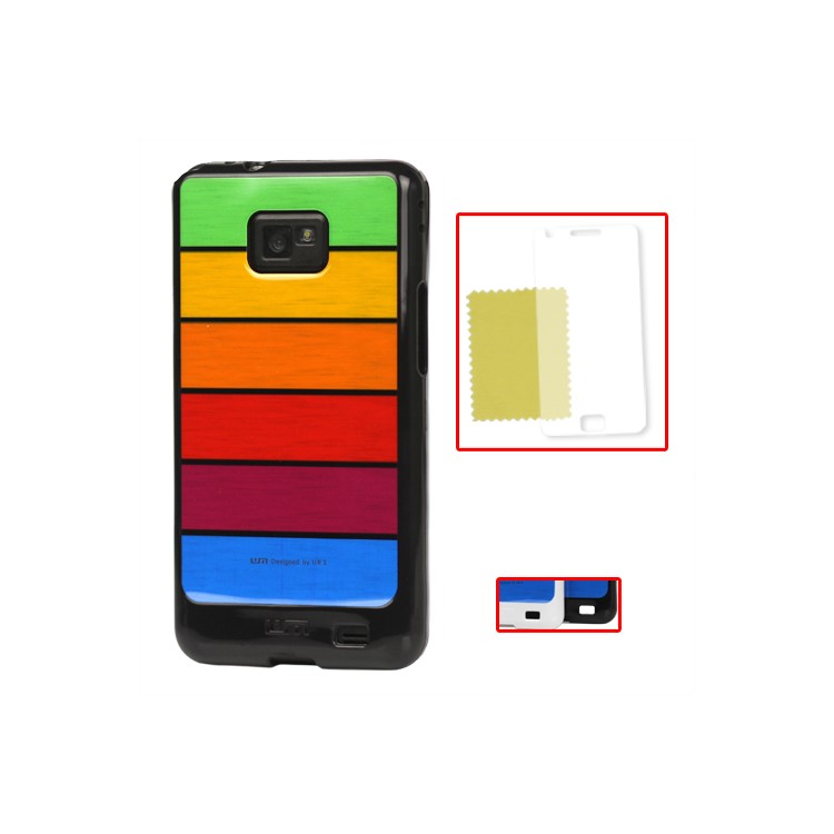 Samsung i9100 Galaxy S2 / II Rainbow TPU Case (Screen Protector Included)