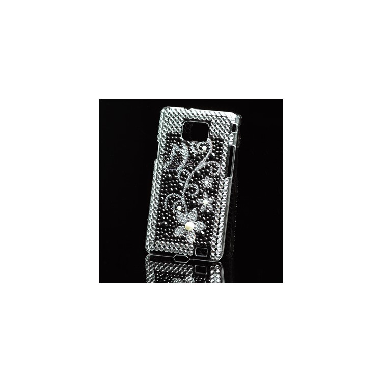 Sparkling Diamond Hard Case with Flower Pattern for Samsung i9100 Galaxy S II