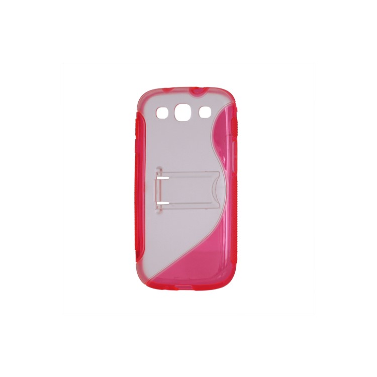 S Curve TPU & Plastic Stand Case for Samsung Galaxy S 3 / III I9300 I747 L710 T999 I535 R530 - Rose