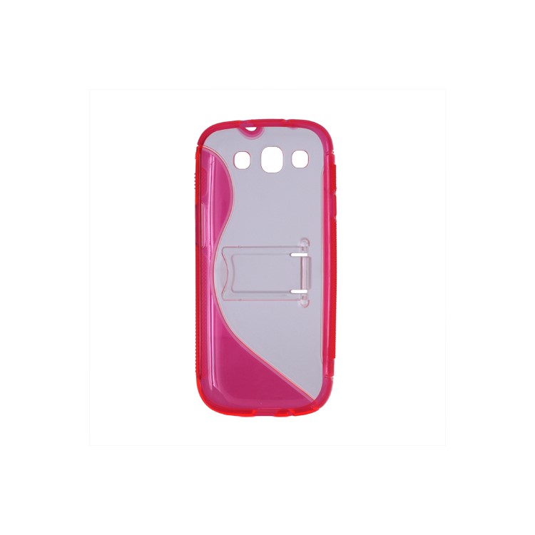 S Curve TPU & Plastic Stand Case for Samsung Galaxy S 3 / III I9300 I747 L710 T999 I535 R530 - Rose