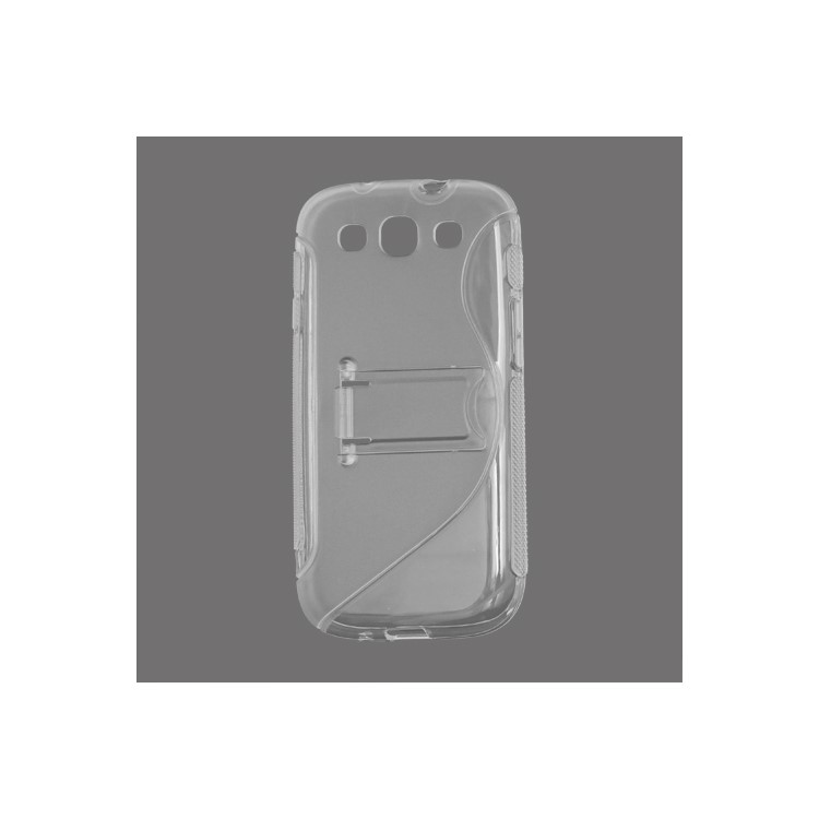 S Curve TPU & Plastic Stand Case for Samsung Galaxy S 3 / III I9300 I747 L710 T999 I535 R530 - Transparent