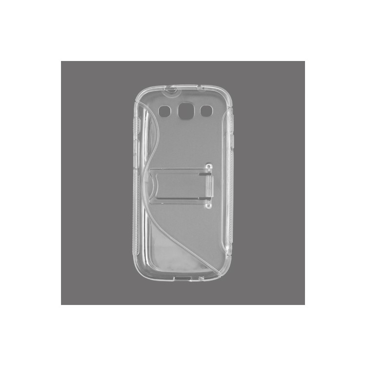 S Curve TPU & Plastic Stand Case for Samsung Galaxy S 3 / III I9300 I747 L710 T999 I535 R530 - Transparent