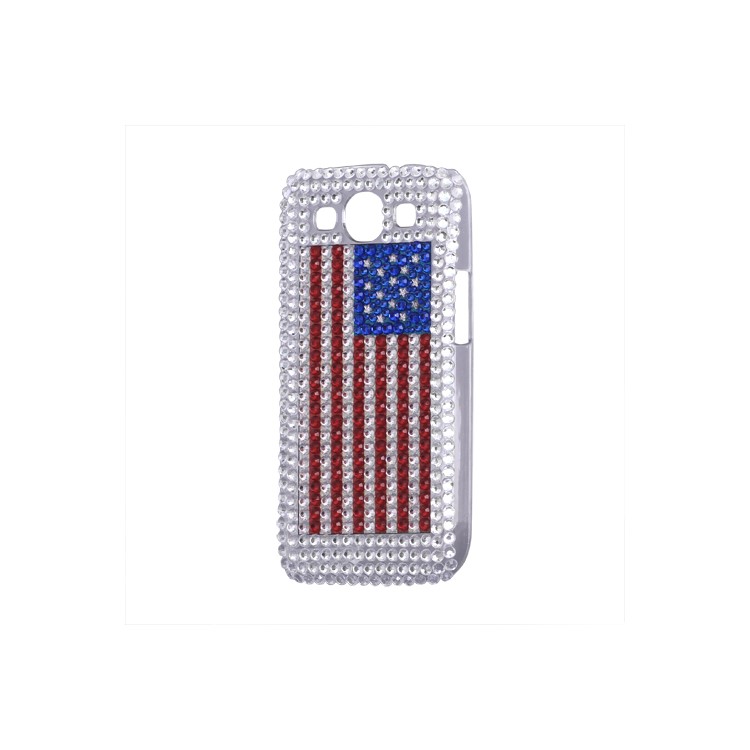 Samsung Galaxy S 3 / III I9300 I747 L710 T999 I535 R530 Rhinestone Hard Case American Flag