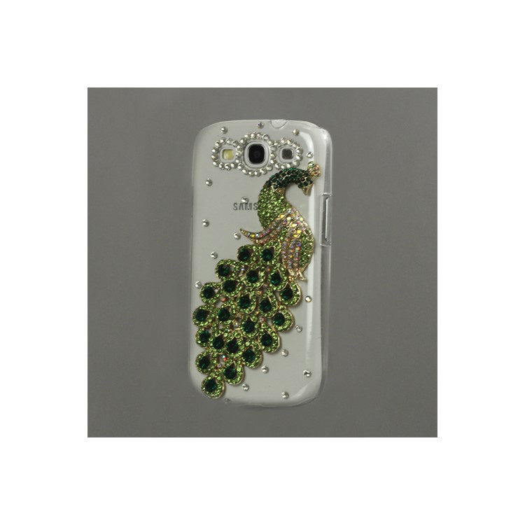 Luxury Peacock Diamond Crystal Case for Samsung Galaxy S 3 / III I9300 I747 L710 T999 I535 R530 - Green