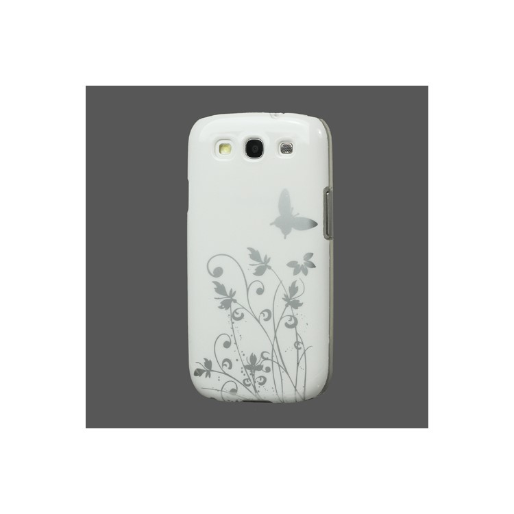Butterfly Flowers Hard Case for Samsung Galaxy S 3 / III I9300 I747 L710 T999 I535 R530 - White
