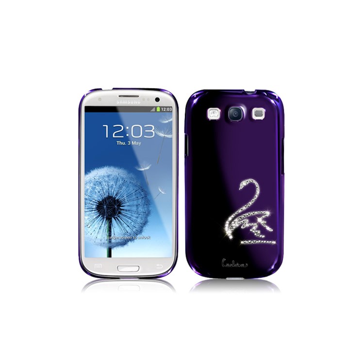 Eileen Swan Diamante Case for Samsung Galaxy S 3 / III I9300 I747 L710 T999 I535 R530 - Purple Violet