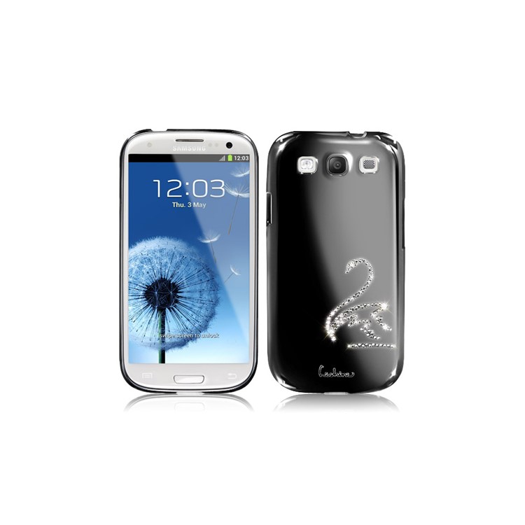 Eileen Swan Diamante Case for Samsung Galaxy S 3 / III I9300 I747 L710 T999 I535 R530 - Shadow Black