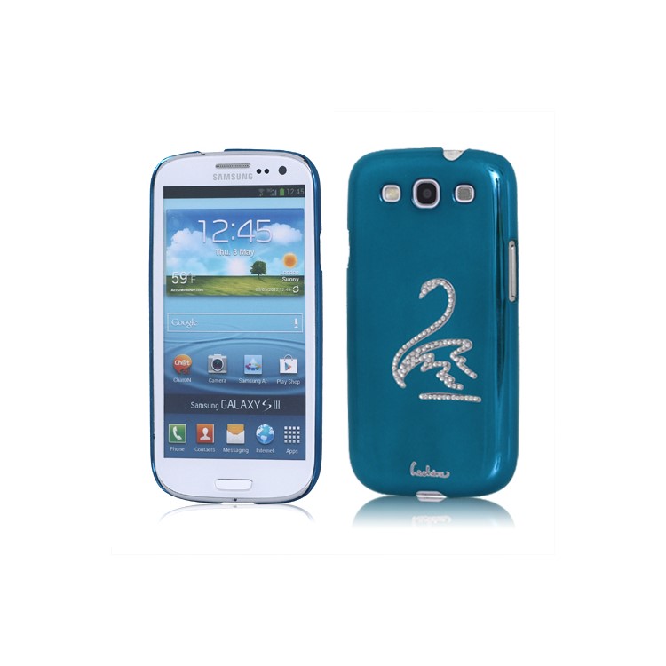 Eileen Swan Diamante Case for Samsung Galaxy S 3 / III I9300 I747 L710 T999 I535 R530 - Capri Blue