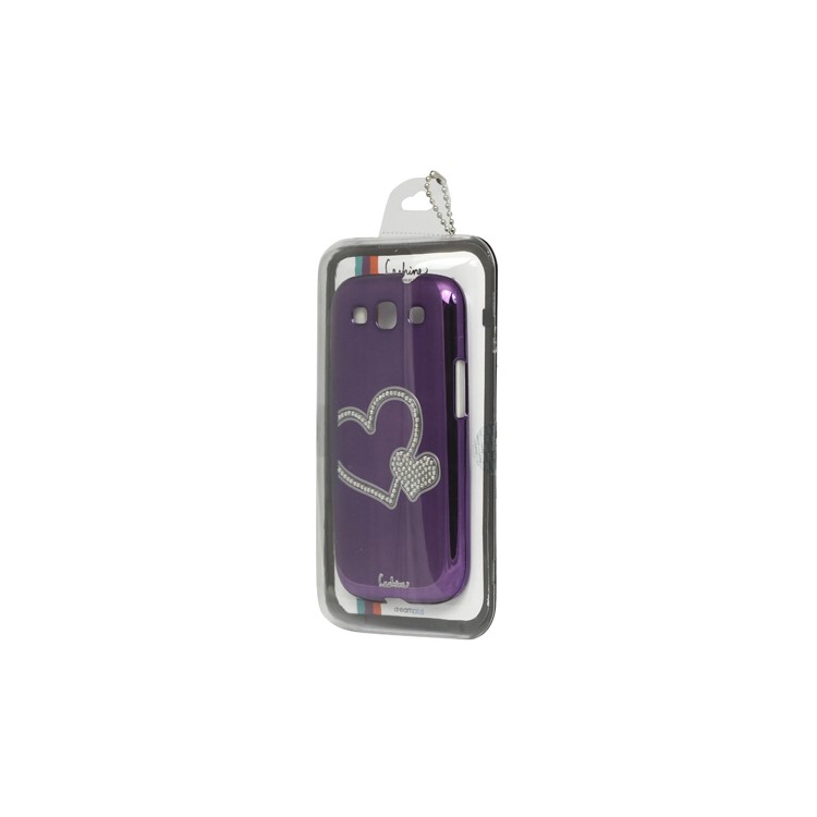 Eileen Heart Rhinestone Case for Samsung Galaxy S 3 / III I9300 I747 L710 T999 I535 R530 - Purple Violet