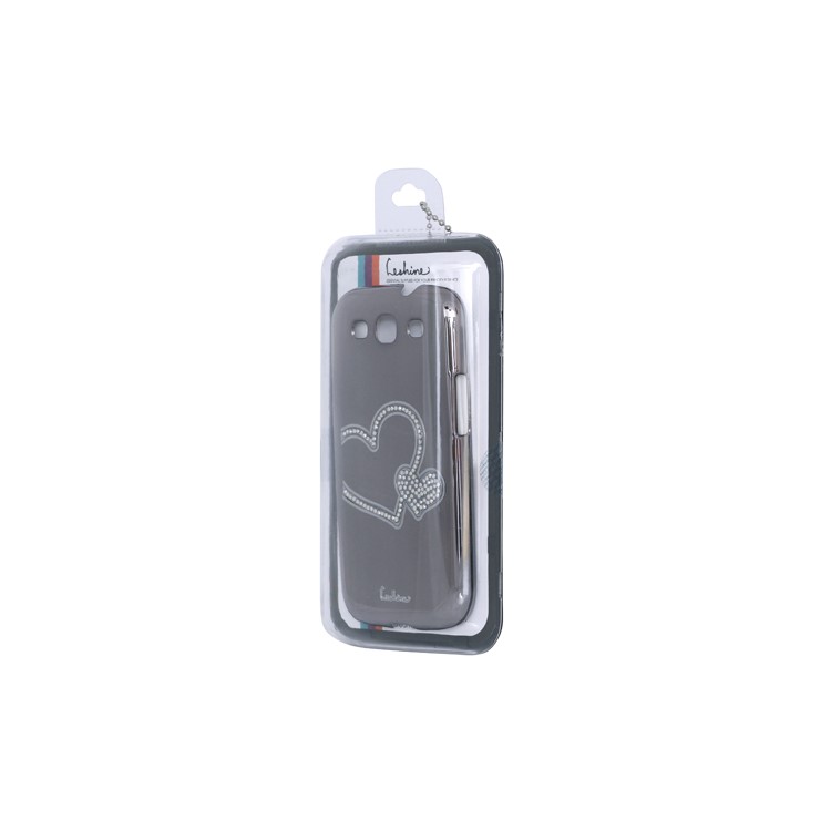 Eileen Heart Rhinestone Case for Samsung Galaxy S 3 / III I9300 I747 L710 T999 I535 R530 - Shadow Black