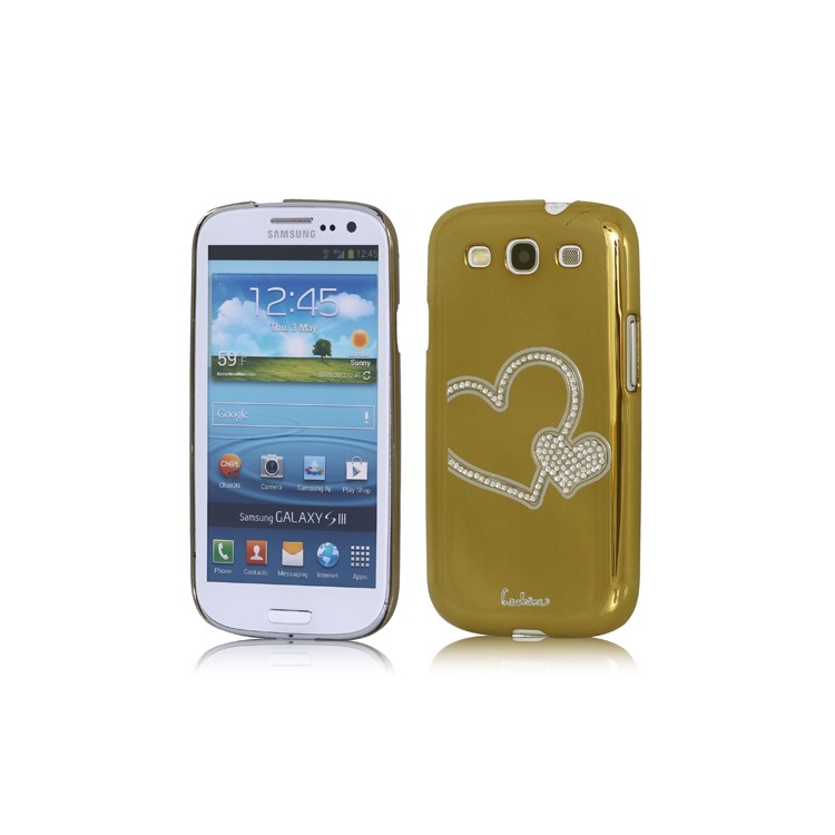 Eileen Heart Rhinestone Case for Samsung Galaxy S 3 / III I9300 I747 L710 T999 I535 R530 - Gold